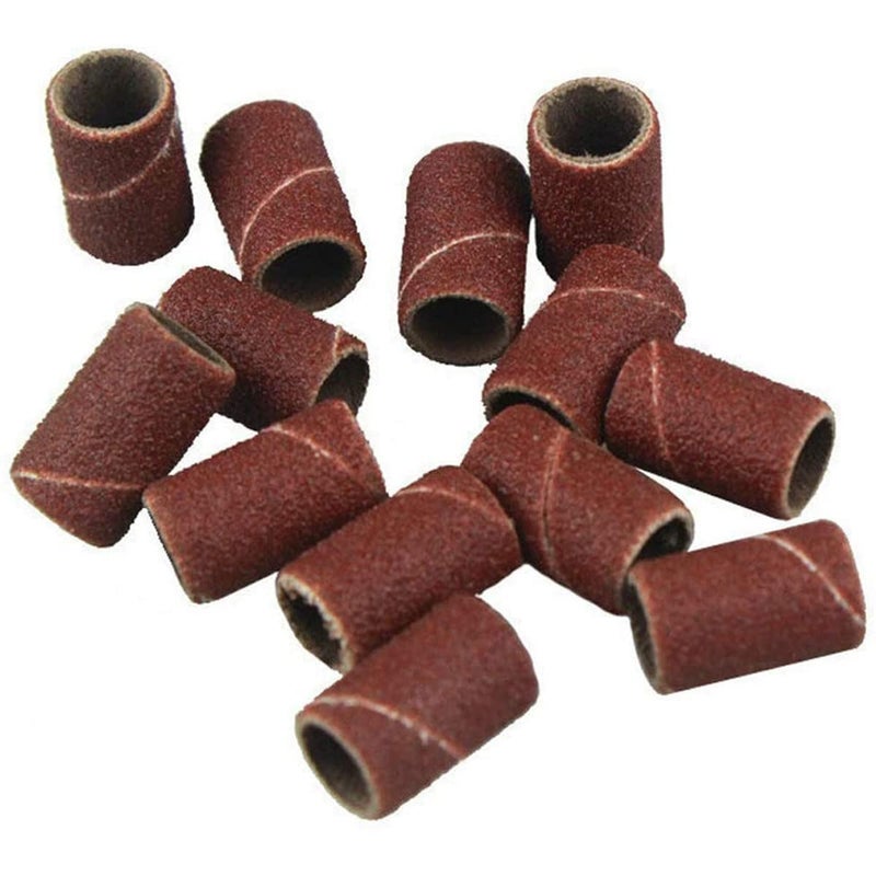 Boxonly 100 Pieces Sanding Bands Sleeves Drum Sander Set 80 Grit Sanding Drum Sand Bands Shank Rotary Tool Kit with 2 Mandrels - Image 2